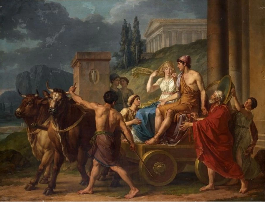 Jean Le Barbier - Penelope e Ulisse lasciano Sparta per tornare a Itaca, 1789